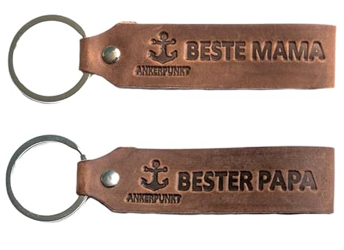 ANKERPUNKT Beste Mama & Bester Papa Schlüsselanhänger Set - Geschenk für Eltern, werdene Eltern Geschenkidee, Mama Papa Geschenke I dunkelbraun Made in Germany von ANKERPUNKT