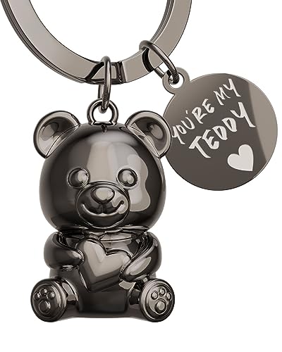 ANKERPUNKT Teddybär Schlüsselanhänger Herz - Geschenke beste Freundin, Freund - Partner Liebe Paare Jahrestag Geschenk Glücksbringer Teddy - Gravur you´re my teddy schwarz von ANKERPUNKT