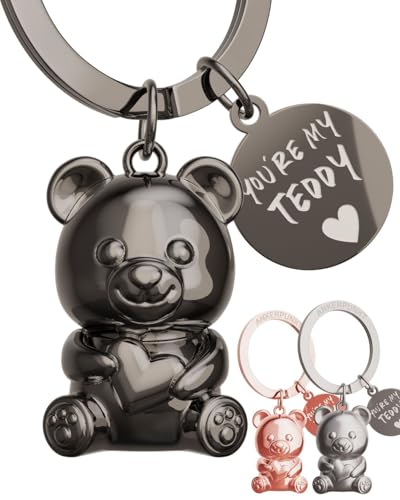 ANKERPUNKT Teddybär Schlüsselanhänger Herz - Geschenke beste Freundin, Freund - Partner Liebe Paare Jahrestag Geschenk Glücksbringer Teddy - Gravur you´re my teddy schwarz von ANKERPUNKT