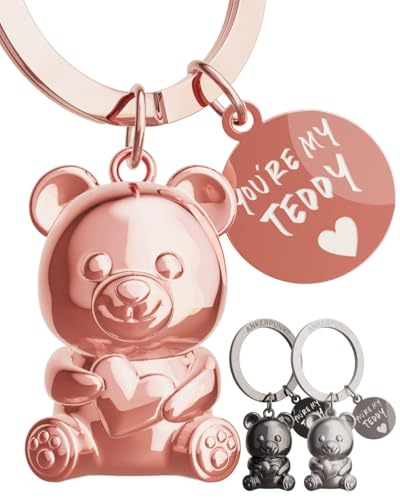 ANKERPUNKT Teddybär Schlüsselanhänger Teddy Herz - Glücksbringer Teddy Geschenke beste Freundin, Freund - Partner Liebe Paare Jahrestag Geschenk - Gravur you´re my teddy rosegold von ANKERPUNKT