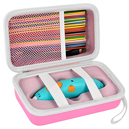 ANKHOH Hülle kompatibel mit 3Doodler Start+ Essentials (2022) für 3D-Stift-Set für Kinder, Aufbewahrungs-Organizer zum Drucken von Filament-Nachfüllpackungen und Micro-USB-Ladegerät (nur Box), rose von ANKHOH