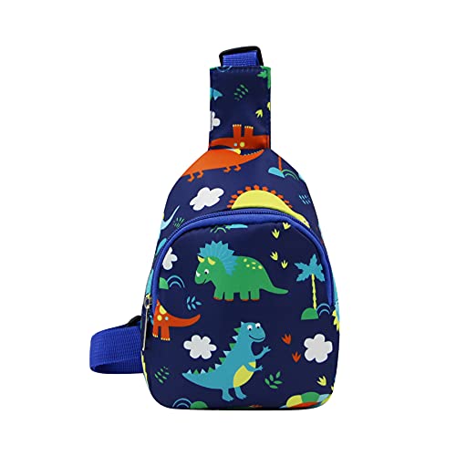 ANKOMINA Kleine Schultertasche für Kinder, niedliche Cartoon-Umhängetasche, Einhorn, Dinosaurier, Brusttasche für Outdoor, Reisen, Wandern, Blau (Mini), Einheitsgröße von ANKOMINA