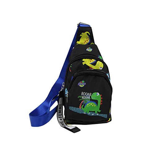 ANKOMINA Kleine Schultertasche für Kinder, niedliche Cartoon-Umhängetasche, Einhorn, Dinosaurier, Brusttasche für Outdoor, Reisen, Wandern, Dinosaurier B02, Einheitsgröße von ANKOMINA