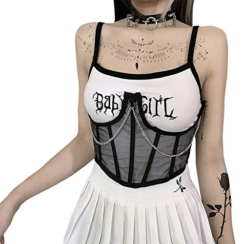 ANKOMINA Mesh durchsichtiges Bustier Schnürung Korsett Bodyshaper Crop Top Unterbrust Taille Cincher breiter Gürtel für Frauen - - Medium von ANKOMINA