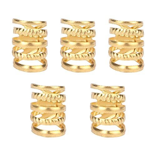 ANKROYU 5 Stück Frühlings Haarperlen, Metall Bart Dreadlocks Im Retro Stil, Bartringe, Frühlings Haarschmuck, Spiral Haar Accessoires, Für Jäten, Party, Cosplay(Gold) von ANKROYU