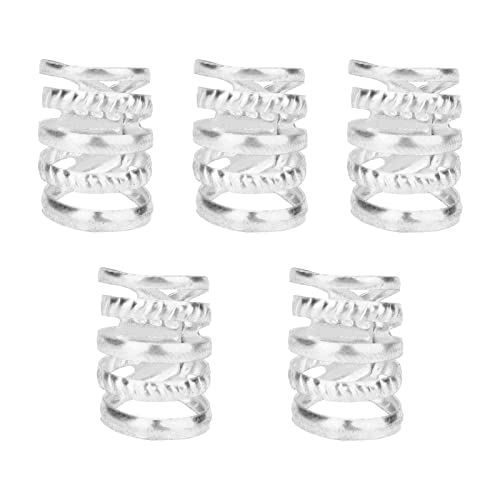 ANKROYU 5 Stück Frühlings Haarperlen, Metall Bart Dreadlocks Im Retro Stil, Bartringe, Frühlings Haarschmuck, Spiral Haar Accessoires, Für Jäten, Party, Cosplay(Silbrig) von ANKROYU