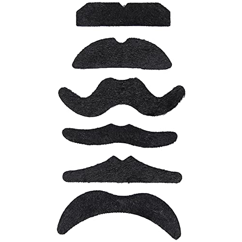 6PCS Neuheit Falscher Schnurrbart, Lustiger Falscher Schnurrbart Selbstklebend, Haariger Gefälschter Aufkleber-Schnurrbart, Eindeutig Falsche Bärte Falsch, Für Maskerade-Party Oder Halloween von ANKROYU