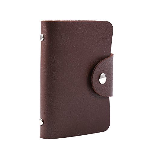 ANKROYU 1 Stück Leder-Karten-Organizer, Leder-Kartenetui, PU-Leder-Visitenkartenhalter, Taschenetui, Leder-Kartenhülle, Geldbörse für 24 Karten (Brown) von ANKROYU