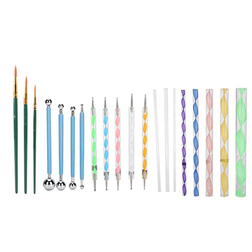 ANKROYU 20 Stück Dotting Tool, Nail Art Stippling Tool DIY Kugelschreiber Acryl Stick Skulptur Muster Tracing Pen Doppelseitiges Dotting Tool Für Nail Art Designs von ANKROYU