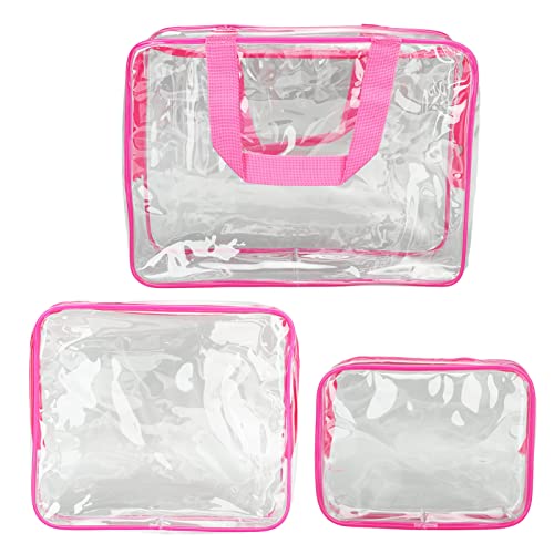 ANKROYU 3 Teile klare Reisetaschen wasserdichte transparente kosmetische Make -up -Organisator -Beutel für Frauen Fitnessstudio Schwimmspeicher PVC Tragbarer Toilettenbeutel Set Se (Schwarz) von ANKROYU