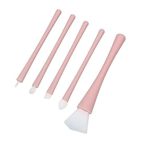 ANKROYU 5-teilige Make-up-Pinsel, Gesichtsmasken-Pinsel-Applikator, Gleichmäßiges Und Sanftes Auftragen in Rosa, Tragbarer Silikon-Lidschatten-Eyeliner-Pinsel, Silikon-Lippenpinsel Für Make-up von ANKROYU