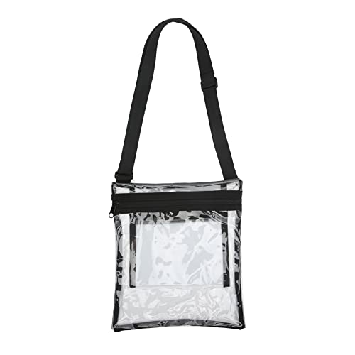 ANKROYU Clear Messenger Bag transparent wasserdichte leichte TPU einstellbare Schultergurt Stadion zugelassener Sicherheitscheck für Sportveranstaltungskonzerte Reise (Schwarz) von ANKROYU