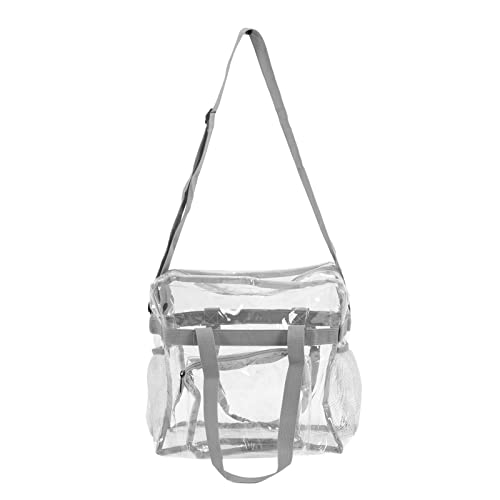 ANKROYU Clear Tote Bag große Kapazität Transparent Handtasche wasserdichte PVC sichere sichtbare Aufbewahrungstasche für Reisebühne für das Einkaufsbetrag Beach Essentials Stadion (Grau) von ANKROYU