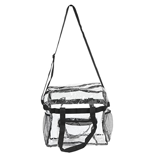 ANKROYU Clear Tote Bag große Kapazität Transparent Handtasche wasserdichte PVC sichere sichtbare Aufbewahrungstasche für Reisebühne für das Einkaufsbetrag Beach Essentials Stadion (Schwarz) von ANKROYU