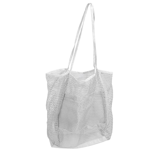 ANKROYU Mesh Beach Handtasche extra große Kapazität wasserdicht schnell trocken atmungsaktiven Mehrzweck -Tragetaschen für Schwimmbad Beach Urlaub Polyester 52 x 33 x 38 cm (Khaki) (Weiß) von ANKROYU