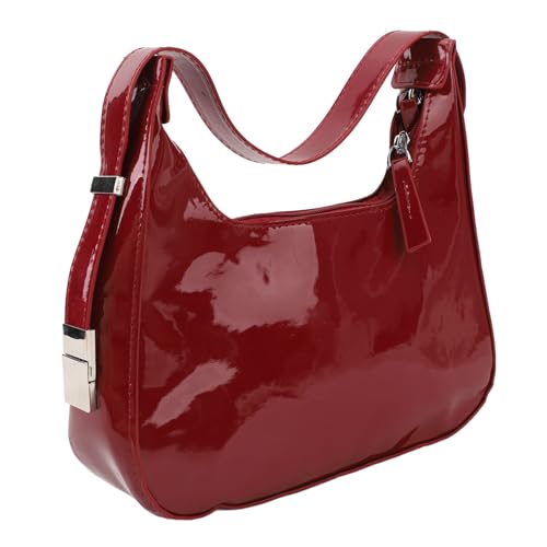 ANKROYU PU Leder Unterarm Umhängetasche Frauen modische glänzende Oberflächen kompakte Größe perfekte Kapazität roter Geldbeutel für Partyabend Cocktail Dinner Day Tam (L) von ANKROYU