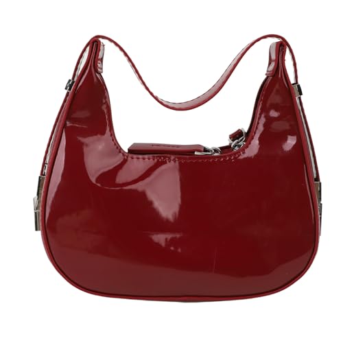 ANKROYU PU Leder Unterarm Umhängetasche Frauen modische glänzende Oberflächen kompakte Größe perfekte Kapazität roter Geldbeutel für Partyabend Cocktail Dinner Day Tam (S) von ANKROYU