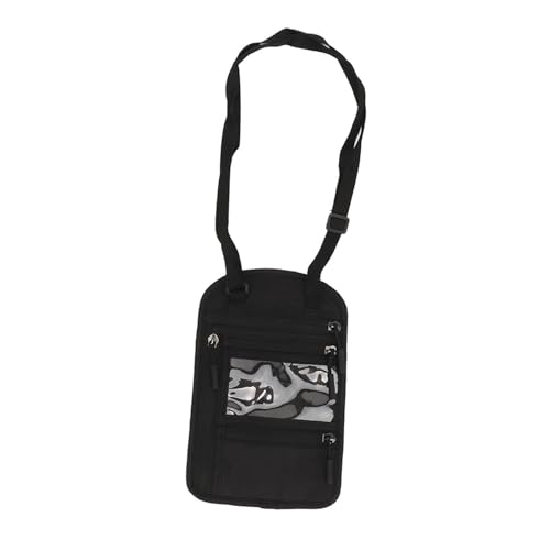 ANKROYU Passhalter Hals Brieftasche wasserdichte Anti -Diebstahl -Reise -Hals -Beutel mit großer Kapazität sicherer Reißverschlusspockt für Männer Frauen im Freien im Freien Nylonm (Schwarz) von ANKROYU