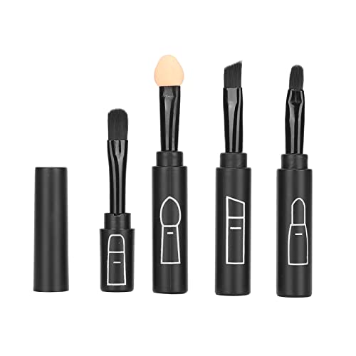 ANKROYU Teleskop-Make-up-Pinsel, Teleskop-Lippenpinsel, 4-in-1 Teleskop-Make-up-Pinsel-Set, Tragbare Einziehbare Lippen-Augenbrauen-Lidschatten-Kosmetikpinsel Für Lippenstift(Schwarz) von ANKROYU