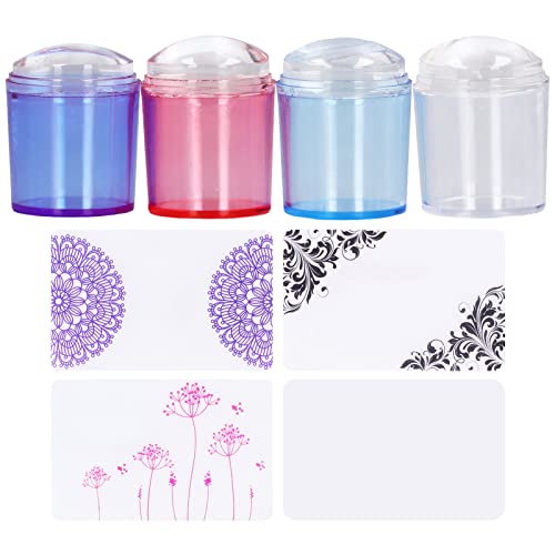 Nagelkunst Stamper klar Silikon Stempel Gelee Französisch Nagel Stamper Kit für DIY -Nägelkanten Drucke Muster transparent Kristallkopf wiederverwendbares sicheres Material 4 Pack von ANKROYU
