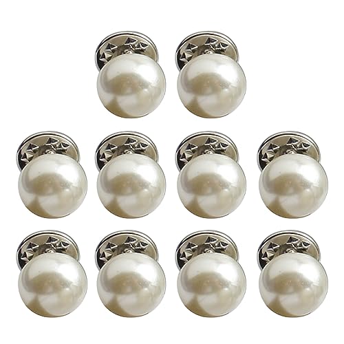 10pcs/Set Shirt Brosche Button Free Button Pins Frauen Modische Nachahmung Perlen Blusen Schnallen Kleidung Accessoires Clothing Verzierung von ANMITI