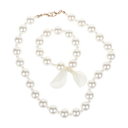 2pcs Schöne Baby Mädchen Imitation Perlen Anhänger Halskette Armband Set Kinder Kinder Schmuck Armreif Sets Weihnachtsgeschenke Neugeborene Stirnbänder Für Baby Girls Littlejojo von ANMITI
