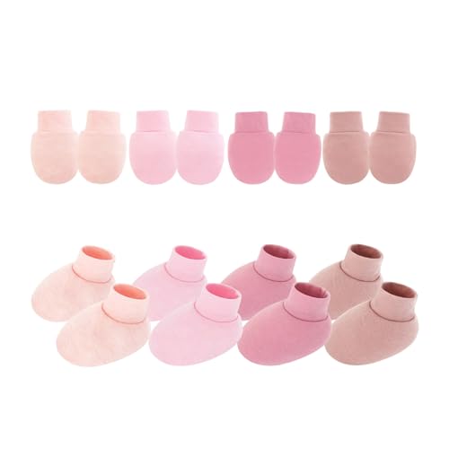 4 Set Weiche Baumwoll Neugeborene Baby Fäustlinge Und Socken Pack Anti Scratch Handschuhe Für Säuglingshand Und Fußschutzkinder Atmungsaktiven Baumwollhandschuhen Stiefel von ANMITI