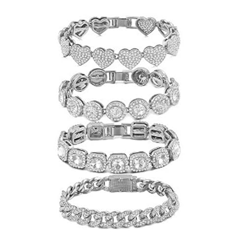 4Pack Ketten Armband Verknüpfung Armband Elegante Frauen Schmuck Legierung Textur Fashion Handgelenk Schmuck Geeignet Für Stilvolle Damen Funkeln von ANMITI