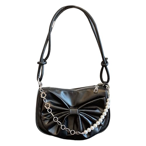 ANMITI Anspruchsvolle Damen Achselbeutel Mit Perlenbögen Detail PU Leder Handtasche Schultertasche Für Den Täglichen Gebrauch PU Handtasche von ANMITI