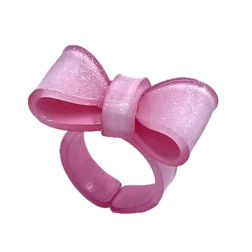 ANMITI Bunte Harzringe Bowknotringe Süße Stapelbare Verstellbare Acrylfingerschmuck Farbenfrohe Harz Acryl Müllkippe Für Frauen von ANMITI