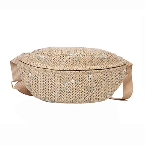 ANMITI Casual Reisetasche Für Frauen Strand Stroh Schlinge Chest Taschen Mode Taillengürtel Packs Bags Crossbody Telefon Beutel Stroh Chestation Tasche von ANMITI