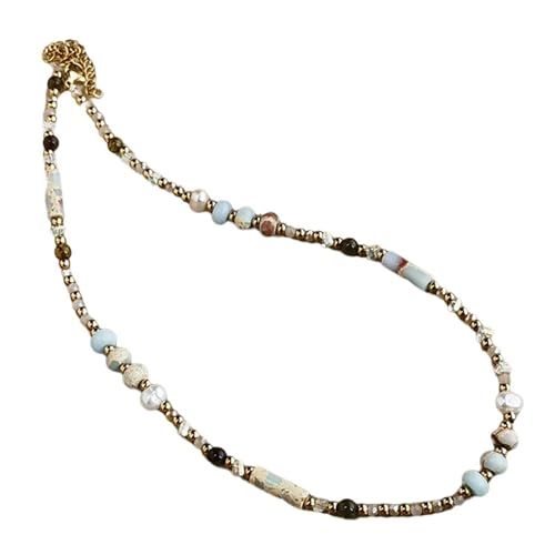 ANMITI Einstellbare Länge Neckketten Unregelmäßige Natursteine Halsbahnen Imitation Perlen Perlen Neckkettenschmuck Für Frauen Und Männer Jubiläum Schmuck von ANMITI