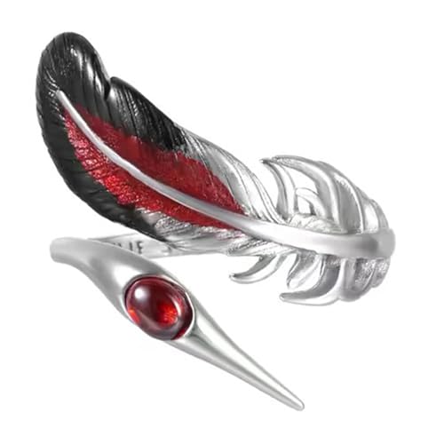 ANMITI Gefiederte Inspirierte Verstellbare Fingerringe Silberton Kupferschmuck Accessoire Für Frauen Männer Trendy Unisex Geschenke Ideen Federringe Verstellbarer Schmuck von ANMITI