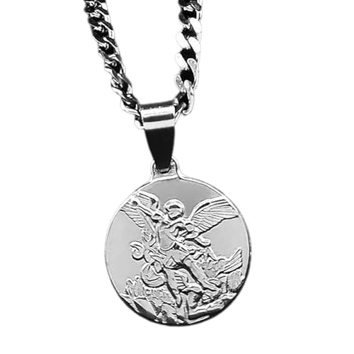 ANMITI Gold/Silber Farb Erzengel Halskette Für Männer Und Frauen Edelstahlkette Religiöser Heckketten Mode Schmuck Spirituelle Schutz Halskette von ANMITI