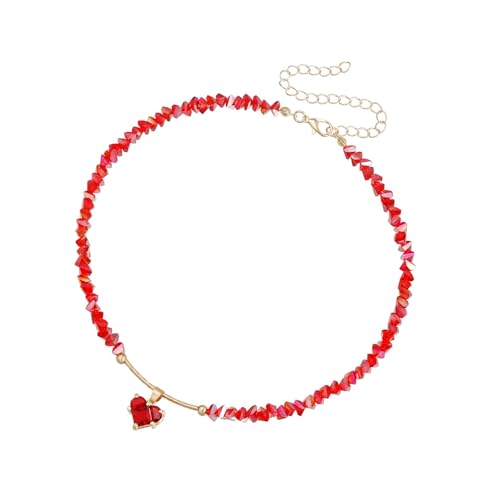 ANMITI Love Themed Strassestones Halskette Mit Premium Glasperlen Vielseitige Schlüsselbeutelkette Für Lässige Oder Formale Outfits Eleganer Kristallglasperlenschmuck von ANMITI