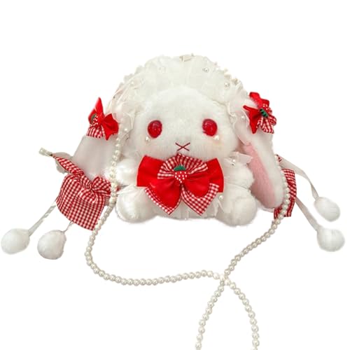 ANMITI Messenger Tasche Japanischen Stil Für Frauen Süße Puppen Schulter Mädchen Kaninchen Mit Bögen Crossbody Sweet Dating Frauen Süße Dolls Messenger Schulter Mit Bogenknoten von ANMITI