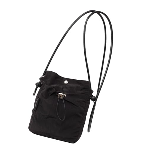 ANMITI Mode Canvas Mobile Bag 2024 Drawess Eimer Crossbody Geldbörse Casual Schulter Für Erwachsene Und Schüler Beige Crossbody Tasche von ANMITI