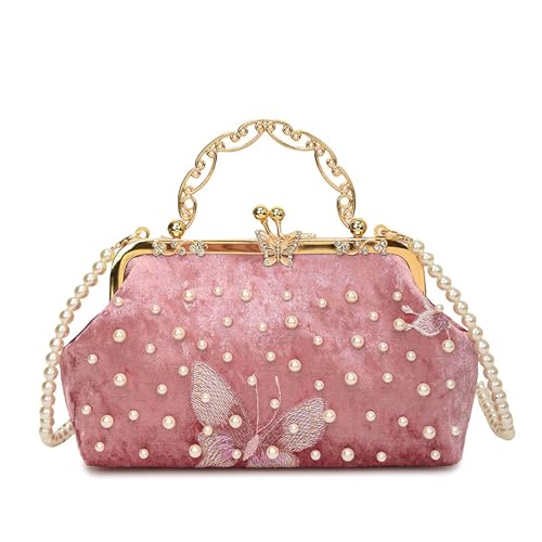 ANMITI Mode Frauenabendtasche Mit Ketten Schultergurt Hochzeitsfeier Accessoire Perlen Detail Crossbody Geldbörse Frauen Gestickt von ANMITI