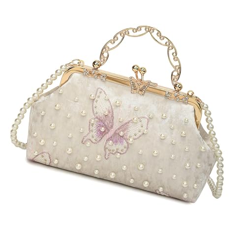 ANMITI Mode Frauenabendtasche Mit Ketten Schultergurt Hochzeitsfeier Accessoire Perlen Detail Crossbody Geldbörse Frauen Gestickt von ANMITI