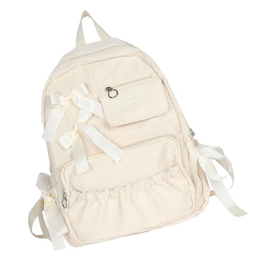 ANMITI Mode Nylon School Book Tasche Für Teenager Mädchen Mit Bowknot Dekoration Wasserfestes Rucksack Falten Preppy von ANMITI