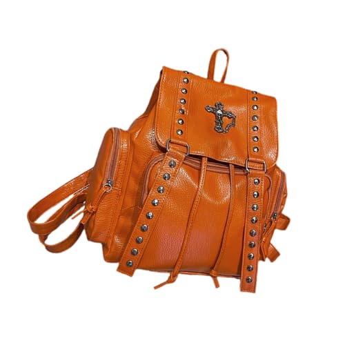 ANMITI Mode PU Leder Rucksack Geldbeutel Mit Nietdetails Schultasche Großer Tagesback Für Freizeitreisen Und Tägliche Verwendung Von Kordelstring Ledertasche von ANMITI