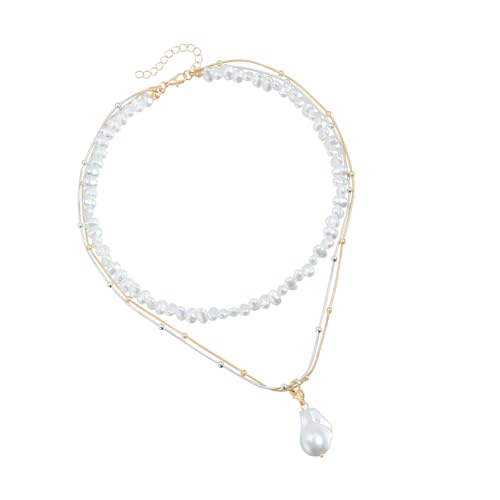 ANMITI Schlüsselbeutelkette Verstellbare Halskette Mehrschichtperlen Schmuck Einzigartige Ohrringe Alltagsnutz Halskette Geeignet Für Die Tägliche Verstellbare Barockperlenkette Geeignet von ANMITI