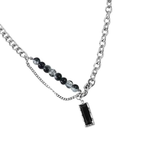 ANMITI Schwarzer Kubikzirkonia Halskette Multifauntal Edelstahlschmuck Alltagszubehör Für Schichten Oder Stahlschmuck Mit Einzelnutzern von ANMITI