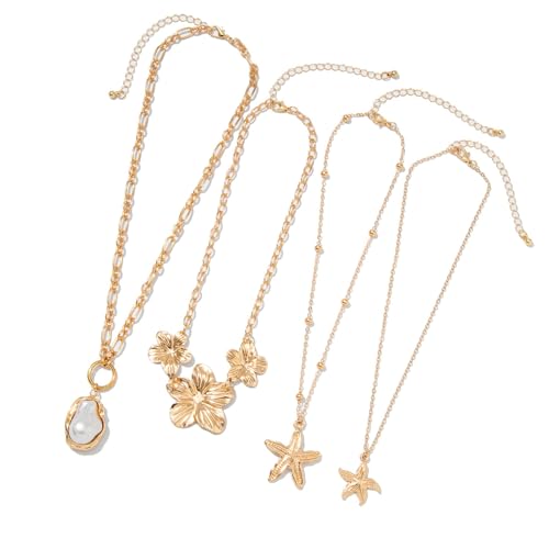 ANMITI Strand Halskette Set Goldene Stapelbare Seashells Pearls Schlüsselbeinkettenschmuck Für Heiße Tagesausflüge Und Event Stapelbare Perlen Halskette Kombination ANMITI Strand Halskette Set Goldene Stapelbare Seashells Pearls Schlüsselbeinkettenschmuck Für Heiße Tagesausflüge Und Event Stapelbare Perlen Halskette Kombination von ANMITI