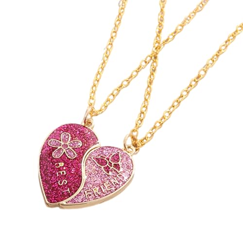 ANMITI Stylish Frauen Schlüsselbeinkette Mit Magnetischer Herzanhänger Bester Freund Halskette Mit Schmetterlingsblume Charm Gebrochener Schlüsselbein Kette von ANMITI