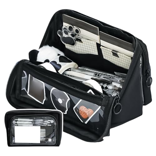 Bleistiftkoffer Mit Großer Kapazität Multi Layered Bleistiftbeutel Abnehmbare Beutel Reisekosmetikbeutel Für Office School Stift Container von ANMITI