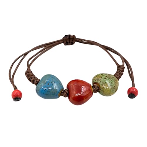 Bunte Keramikperlen Armband Rosty Armreifen Trendy Armband Mit Baumwollschnur Für Tägliche Verschleiß Und Festliche Anlässe Buntes Perlenarmband von ANMITI