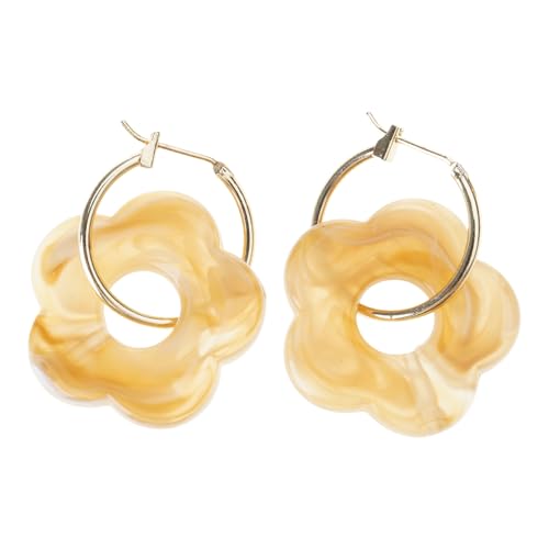 Buntes Acrylblumenharz Fallen Ohrringe Goldfarbe Hohlkreis Hohl Round Hoop Für Frauen Mädchen Schmuck Geschenk Für Farbenfrohe Acryl von ANMITI
