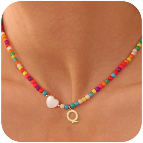Einzigartige Perlenkette Für Frauen Individuelles Anfängliches Anfängliches Anhänger Leichtes Zierzyelen Schmuck Mit Naturhülsenakzenten Vielseitige Halskette Für Outfits von ANMITI