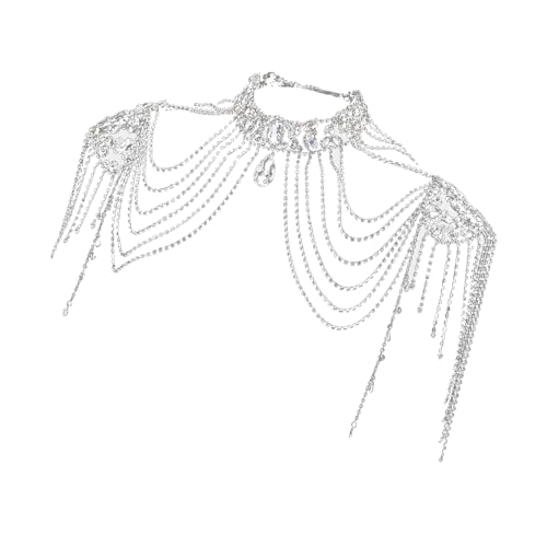 ANMITI Frauen Punk Schulterkette Halskette Kristall Verschönerte Mehrschichtkörperschmuck Für Partys Und Tägliche Dekoration Statement Schulter Dekore von ANMITI